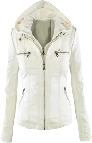 Dninmim Women Leather Jacket Coat Female Winter Motorcycle Jacket Zipper Hoodies Outwear