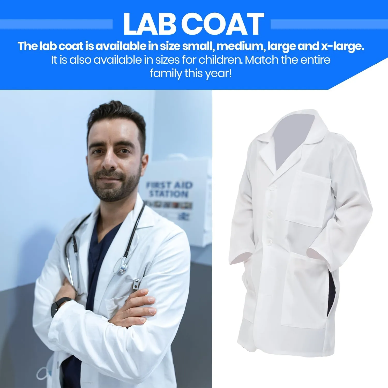 Dress Up America Lab Coat - Doctors White Lab Coat Costume for Adults - 3/4 Length Lightweight Lab Coats for Women and Men
