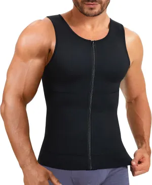 Eleady Compression Shirts for Men Zipper Vest Body Shaper Slimmer Undershirts