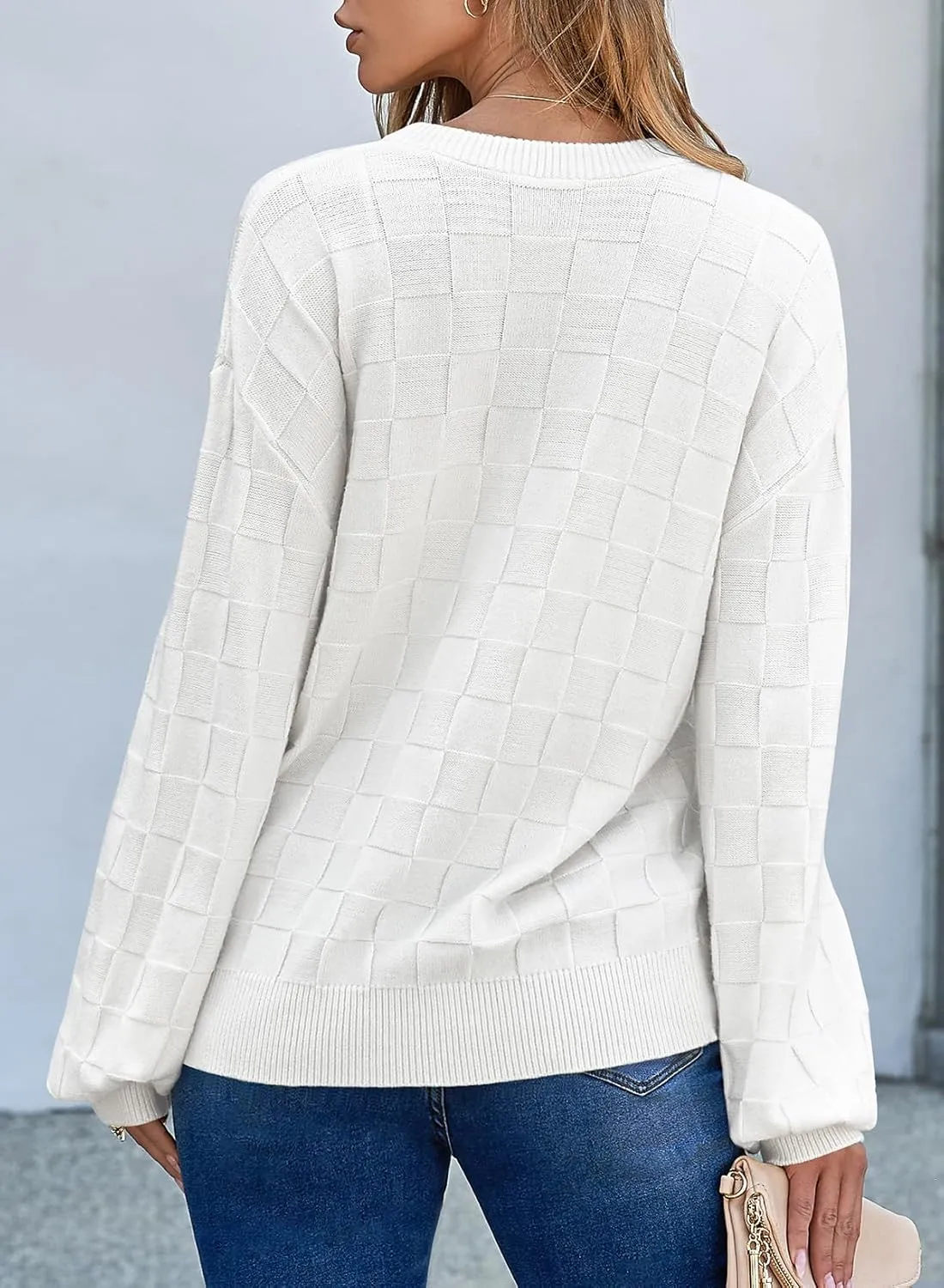 EVALESS Womens Cropped Chunky Cardigans Sweaters Trendy Lightweight Long Sleeve Checkered Knit Open Front Button Tops Outfits