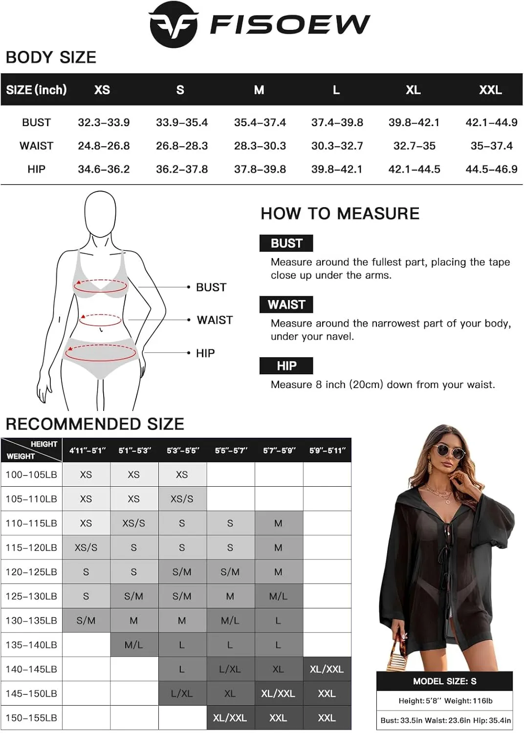 Fisoew Women Swimsuit Coverup Sheer V Neck Long Bell Sleeve Lightweight Cardigans Tie Front Hooded Beach Shirts