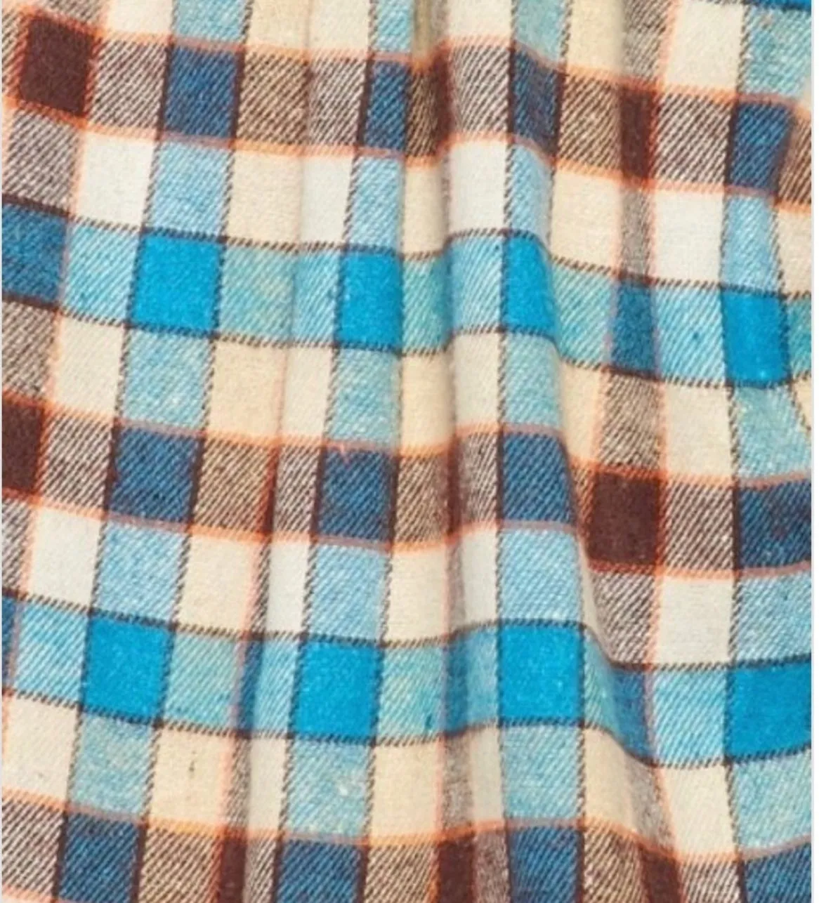 Flannel Babe Unisex Blue/Brown Plaid Long Sleeve Oversized Button Down Shirt