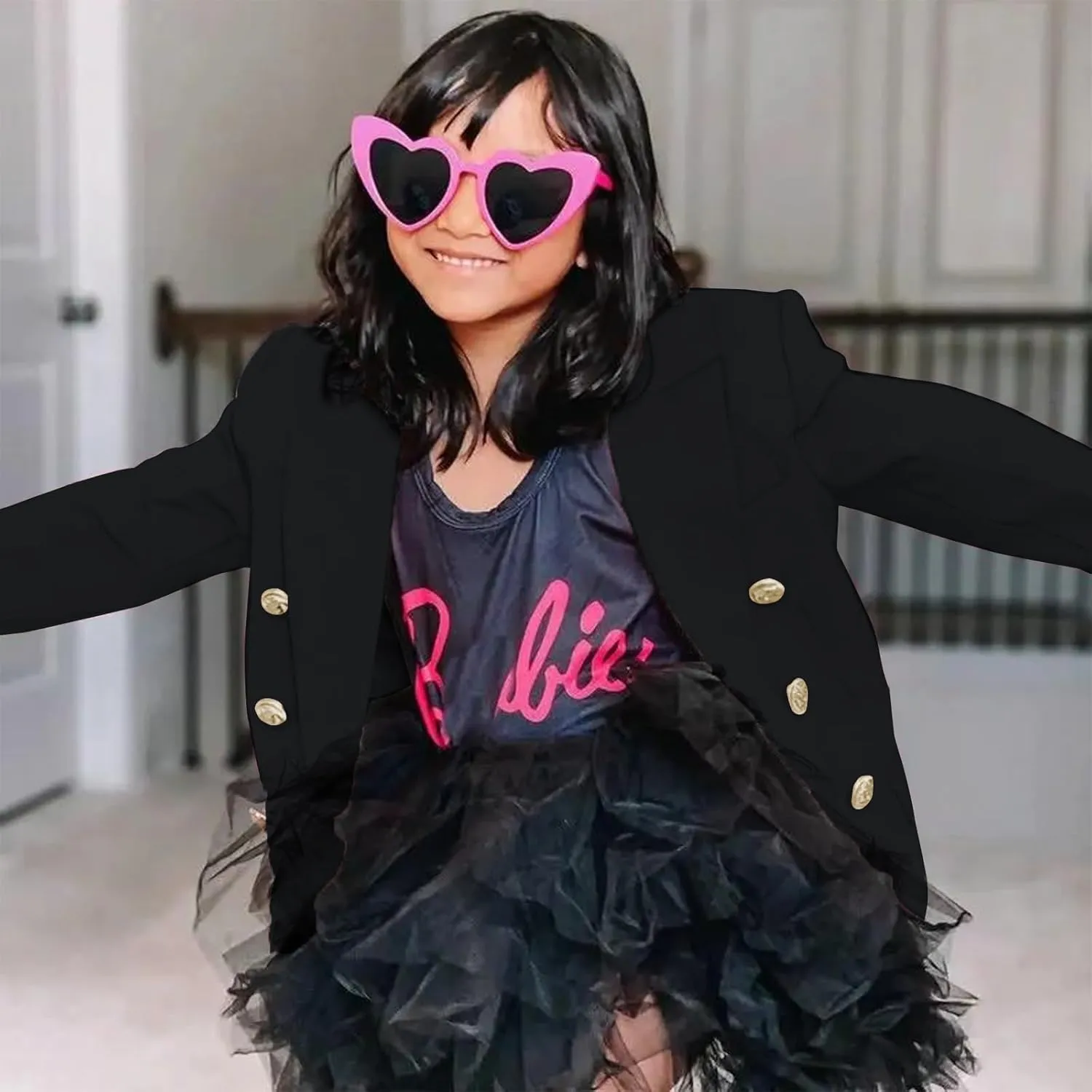 Girls Blazer Jacket Double Breasted Button Down Long Sleeves Blazers School Jackets