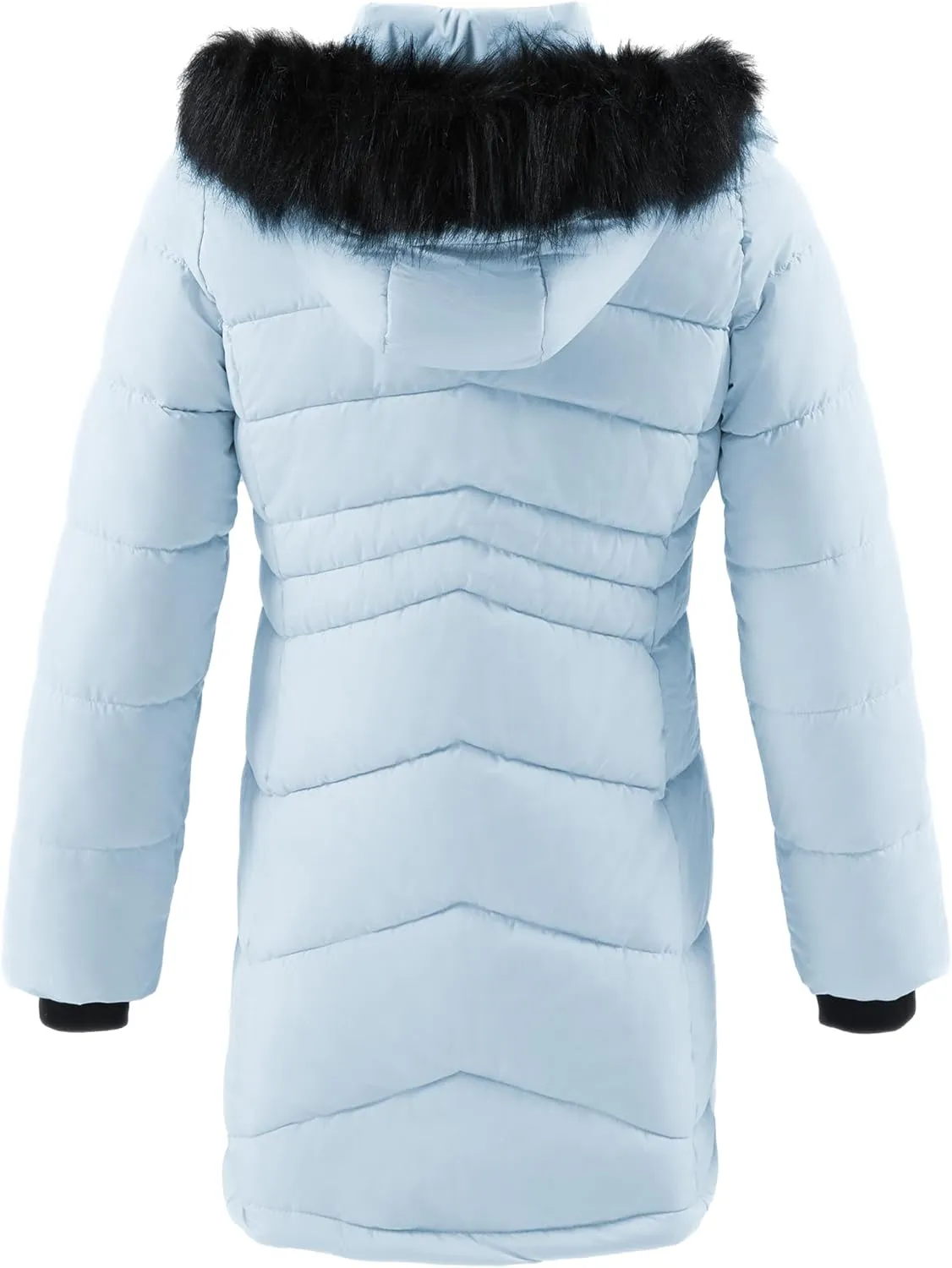 Girl's Winter Coats Kids Waterproof Long Puffer Jacket Thicken Fleece Lined Ski Parka with Detachable Fur Hooded