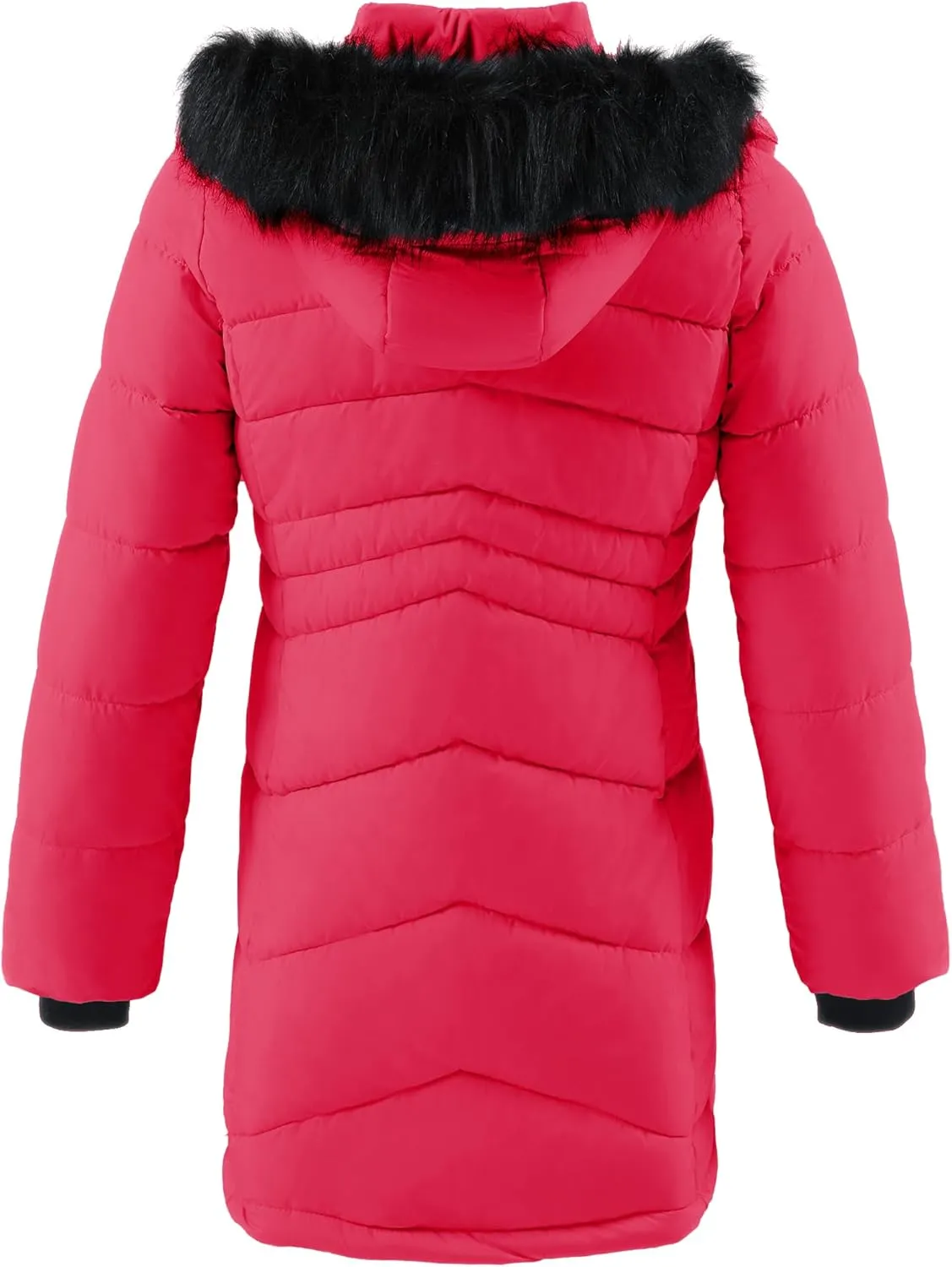 Girl's Winter Coats Kids Waterproof Long Puffer Jacket Thicken Fleece Lined Ski Parka with Detachable Fur Hooded