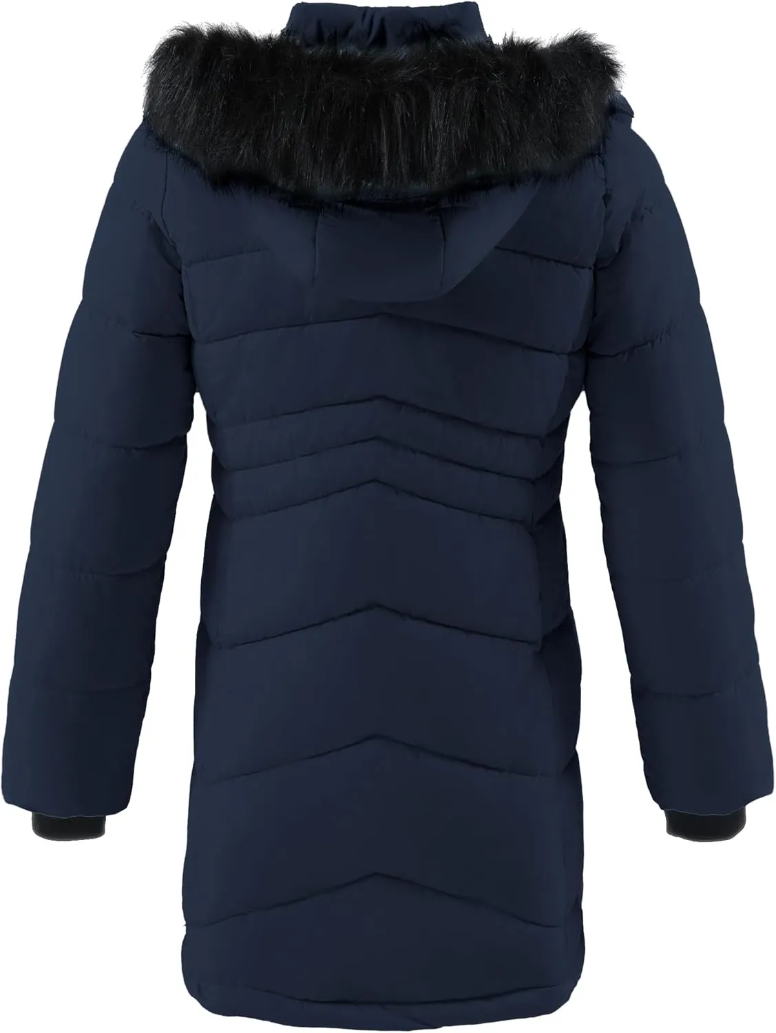 Girl's Winter Coats Kids Waterproof Long Puffer Jacket Thicken Fleece Lined Ski Parka with Detachable Fur Hooded