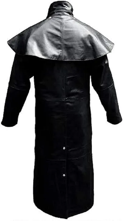 H&D Clothing Mens Brown Leather Long Coat Duster Riding Hunting Steampunk Trench Matrix Coats