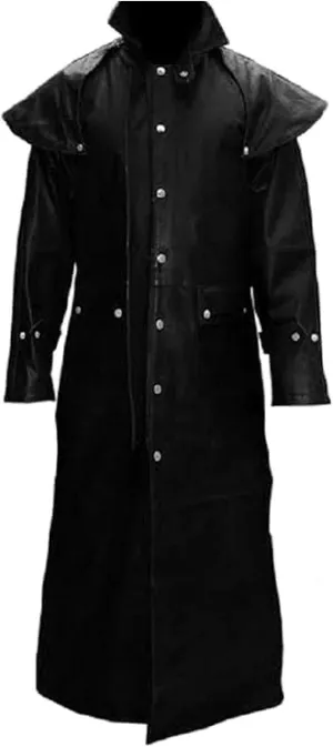 H&D Clothing Mens Brown Leather Long Coat Duster Riding Hunting Steampunk Trench Matrix Coats