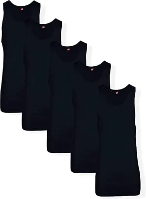 Hanes Mens Tall 100% Cotton Ribbed Tank Tagless Undershirts, Multipack