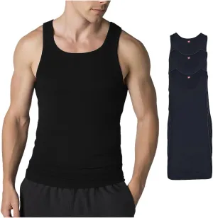 Hanes Mens Tall 100% Cotton Ribbed Tank Tagless Undershirts, Multipack
