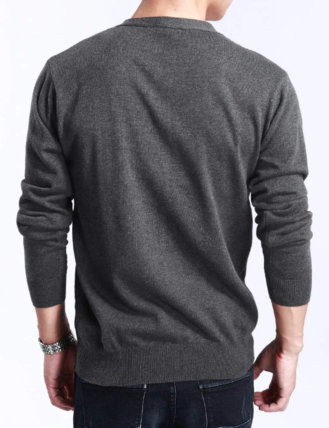 HaoMay Mens Slim Lightweight Cashmere V Neck Button Down Knit Cardigans Sweater