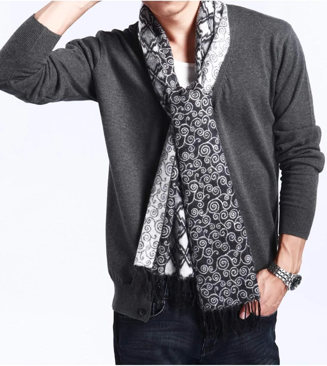 HaoMay Mens Slim Lightweight Cashmere V Neck Button Down Knit Cardigans Sweater