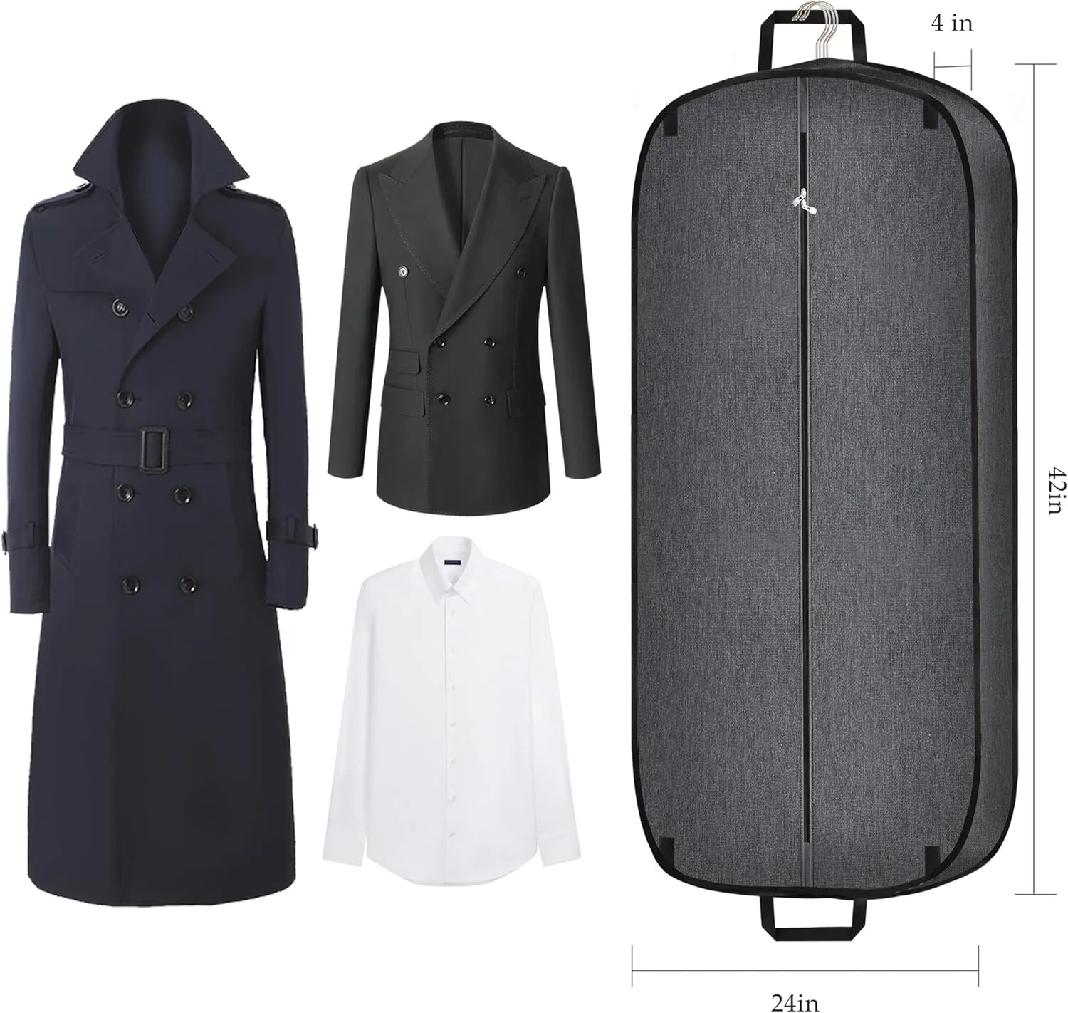 Heavy Duty Waterproof Garment Bag for Travel, Tear Resistance Suit Bag for Men Travel for Suits, Tuxedos, Coats, Uniform. 42 inch
