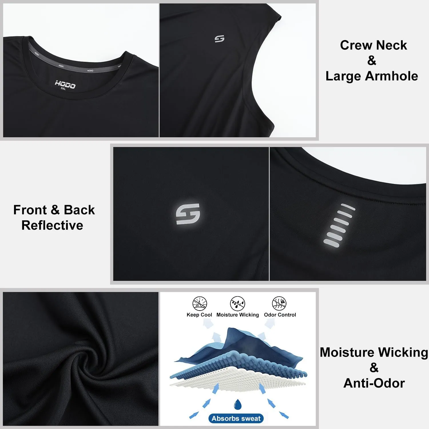 HOdo Big and Tall Mens Tank Tops Moisture Wicking Undershirt 3XL-6XL