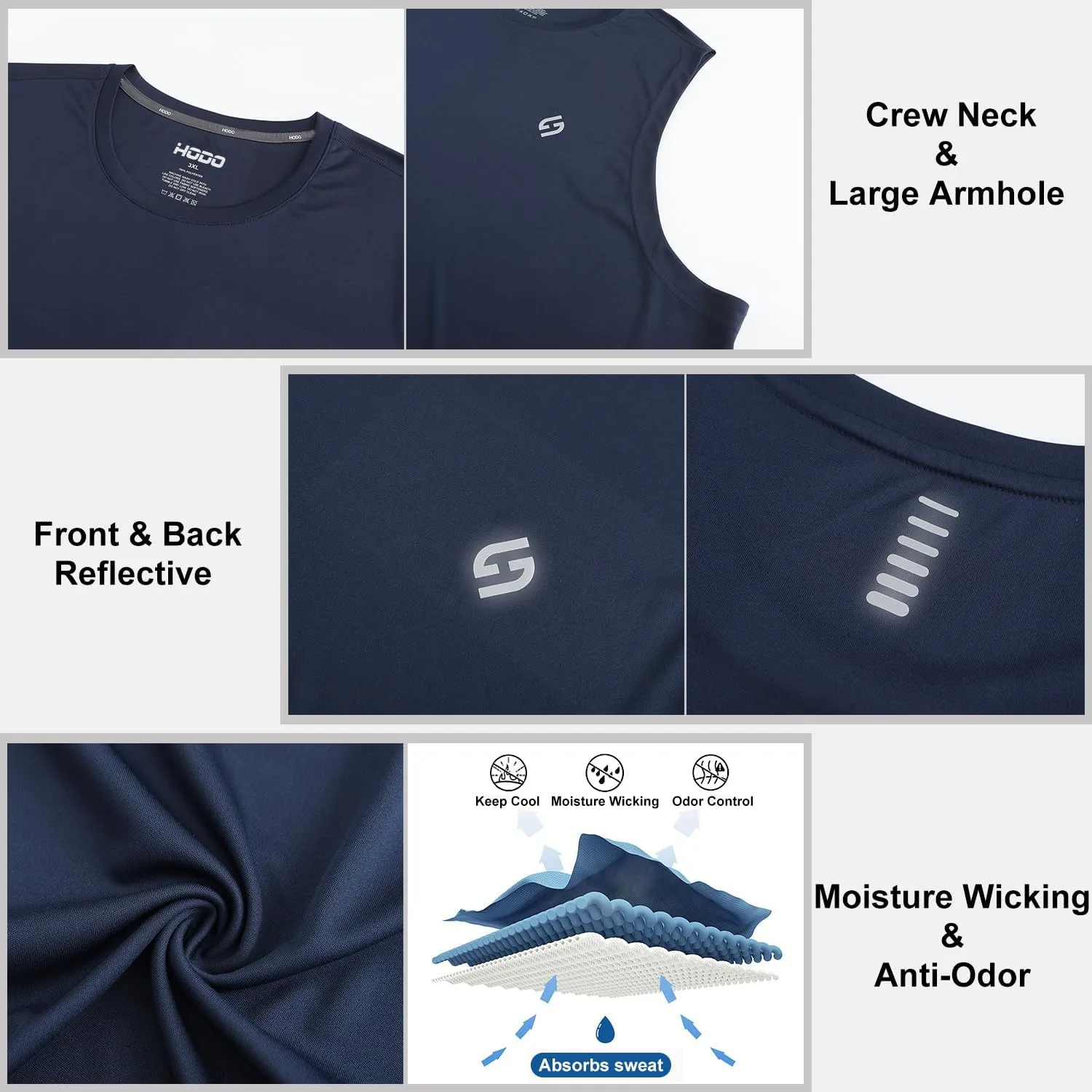 HOdo Big and Tall Mens Tank Tops Moisture Wicking Undershirt 3XL-6XL