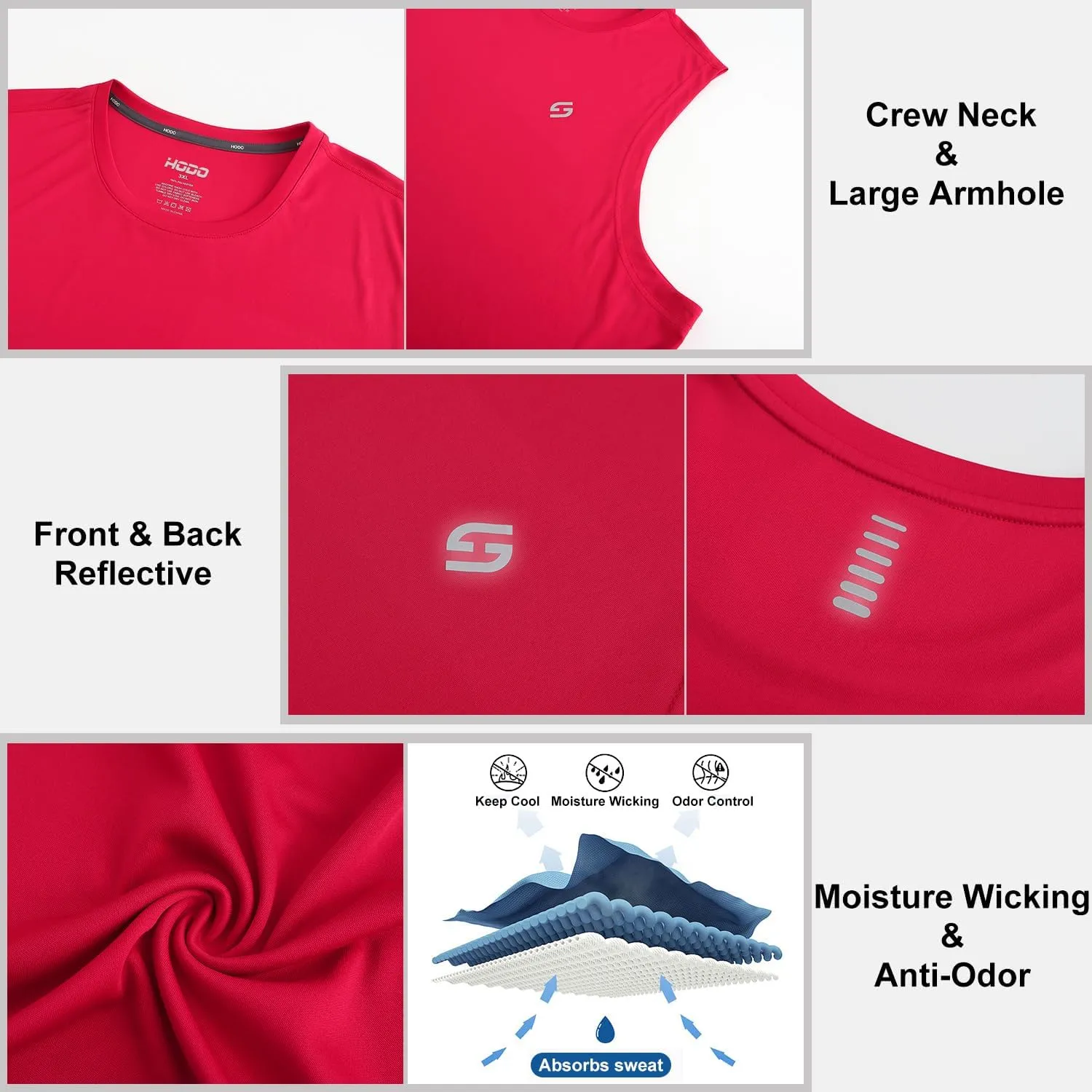 HOdo Big and Tall Mens Tank Tops Moisture Wicking Undershirt 3XL-6XL