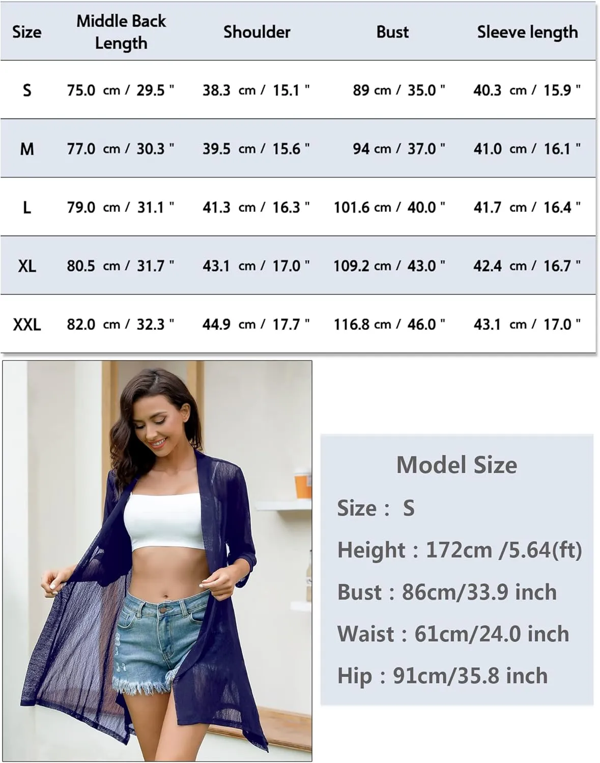 iClosam Women 3/4 Sleeve Cardigan Sweater Casual Sheer Open Front Kimono Cardigans Summer Trendy Beach Cover Ups