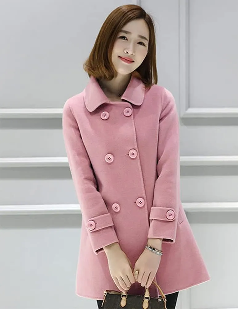 IDEALSANXUN Womens Fall Winter Wool Coats Peacoat Double Breasted Trench Coats