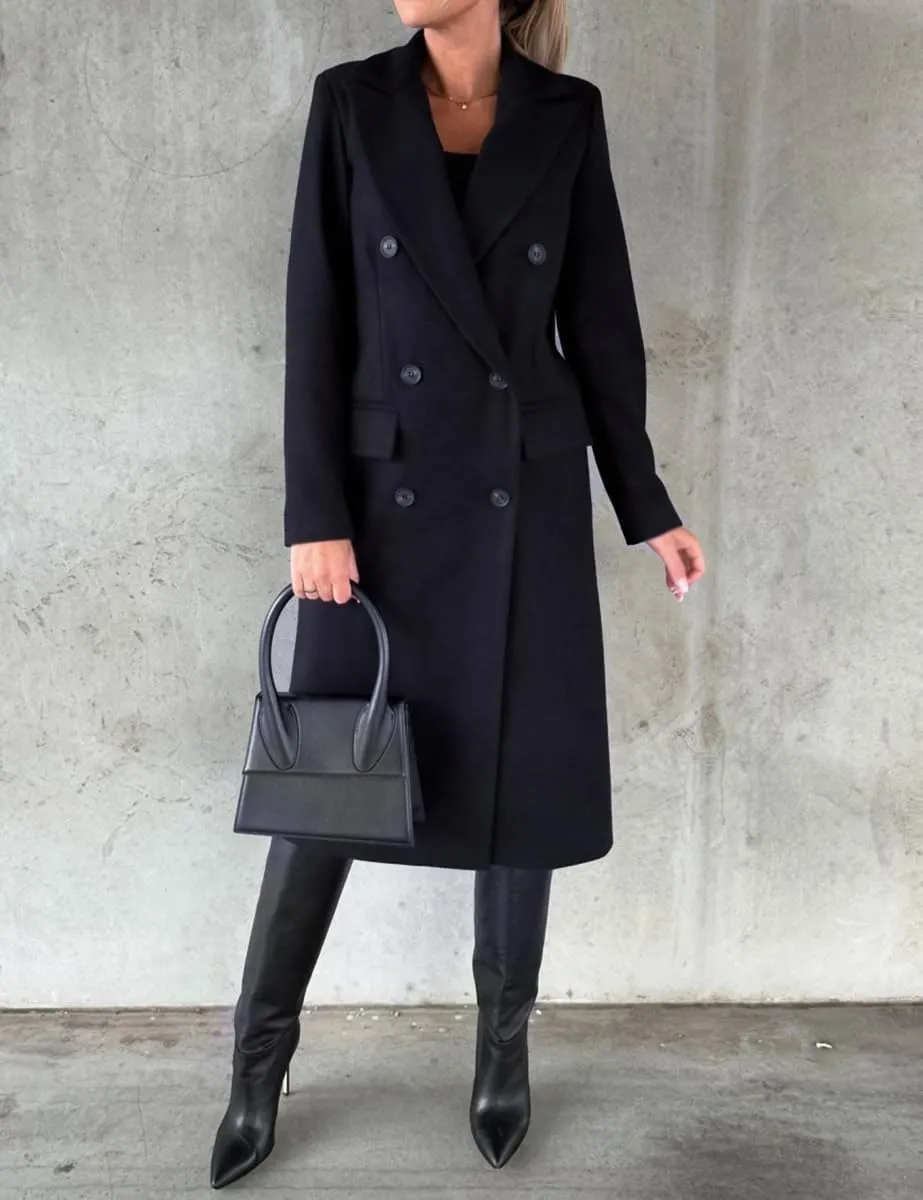 IDEALSANXUN Womens Long Wool Coat Double Breasted Trench Coat Fall Winter Clothes