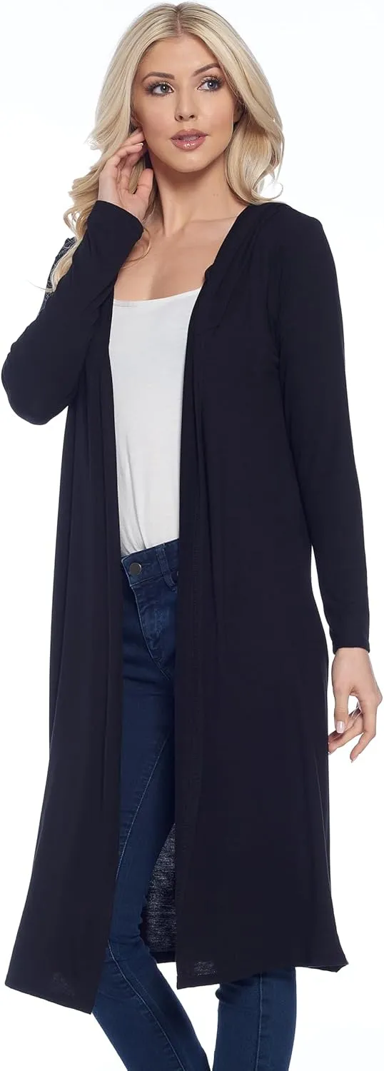 Isaac Liev Women's Hooded Cardigans Maxi Long Duster Lightweight Hoodie Extra Long Open Front Women Trendy Cardigan with Hood