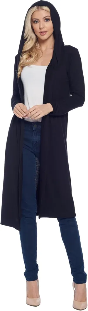 Isaac Liev Women's Hooded Cardigans Maxi Long Duster Lightweight Hoodie Extra Long Open Front Women Trendy Cardigan with Hood