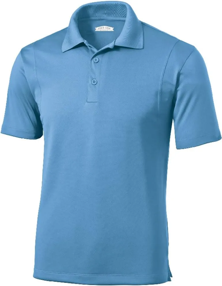 Joe's USA Mens Moisture Wicking Micropique Golf Polos in Regular, Big & Tall