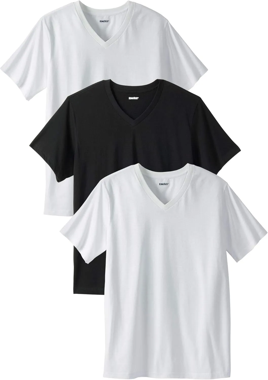 KingSize Men's Big & Tall Cotton V-Neck Undershirt 3-Pack