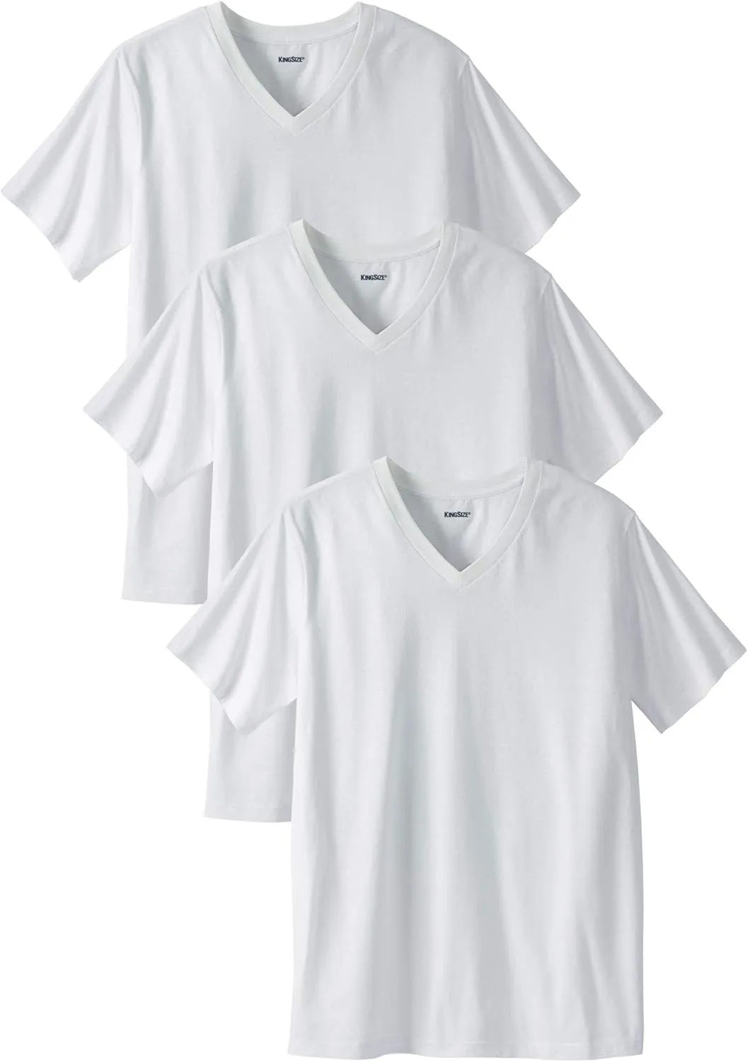 KingSize Men's Big & Tall Cotton V-Neck Undershirt 3-Pack