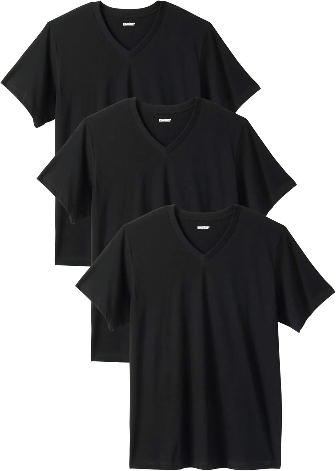 KingSize Men's Big & Tall Cotton V-Neck Undershirt 3-Pack