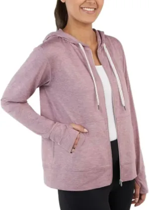 Kirkland Signature Women's Moisture Wicking Lightweight Full Zip Hooded Jacket with Thumbholes