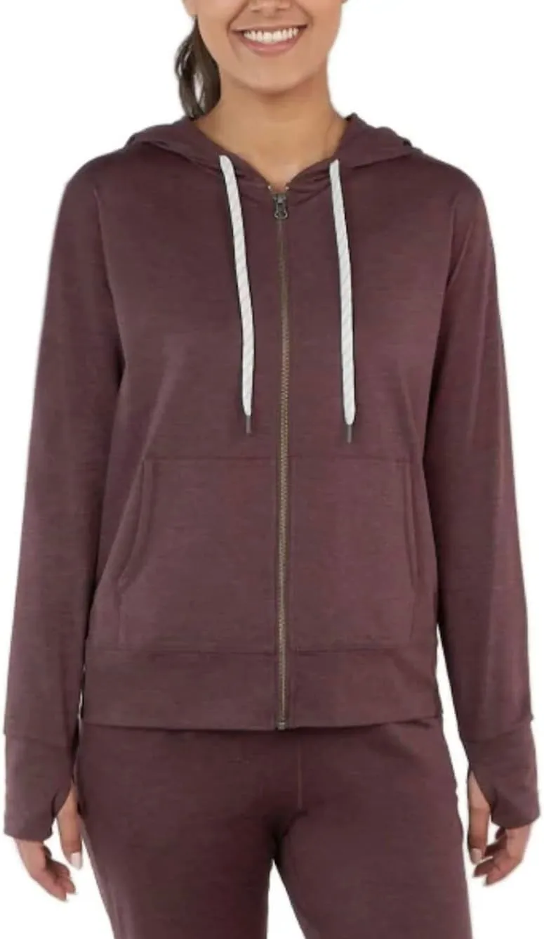 Kirkland Signature Women's Moisture Wicking Lightweight Full Zip Hooded Jacket with Thumbholes