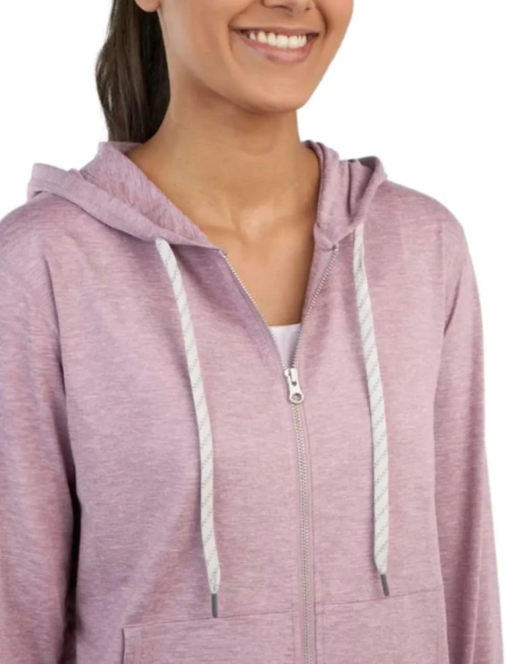 Kirkland Signature Women's Moisture Wicking Lightweight Full Zip Hooded Jacket with Thumbholes