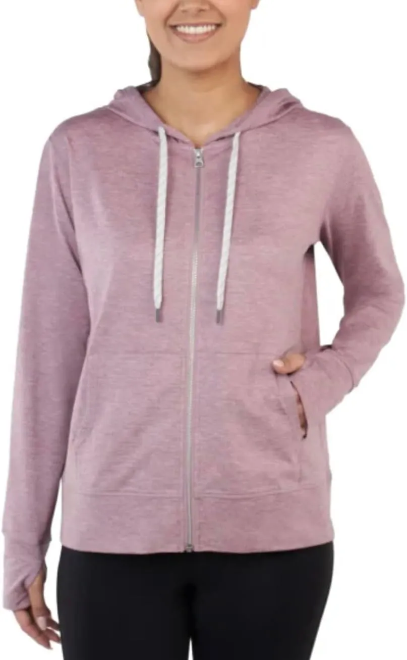 Kirkland Signature Women's Moisture Wicking Lightweight Full Zip Hooded Jacket with Thumbholes