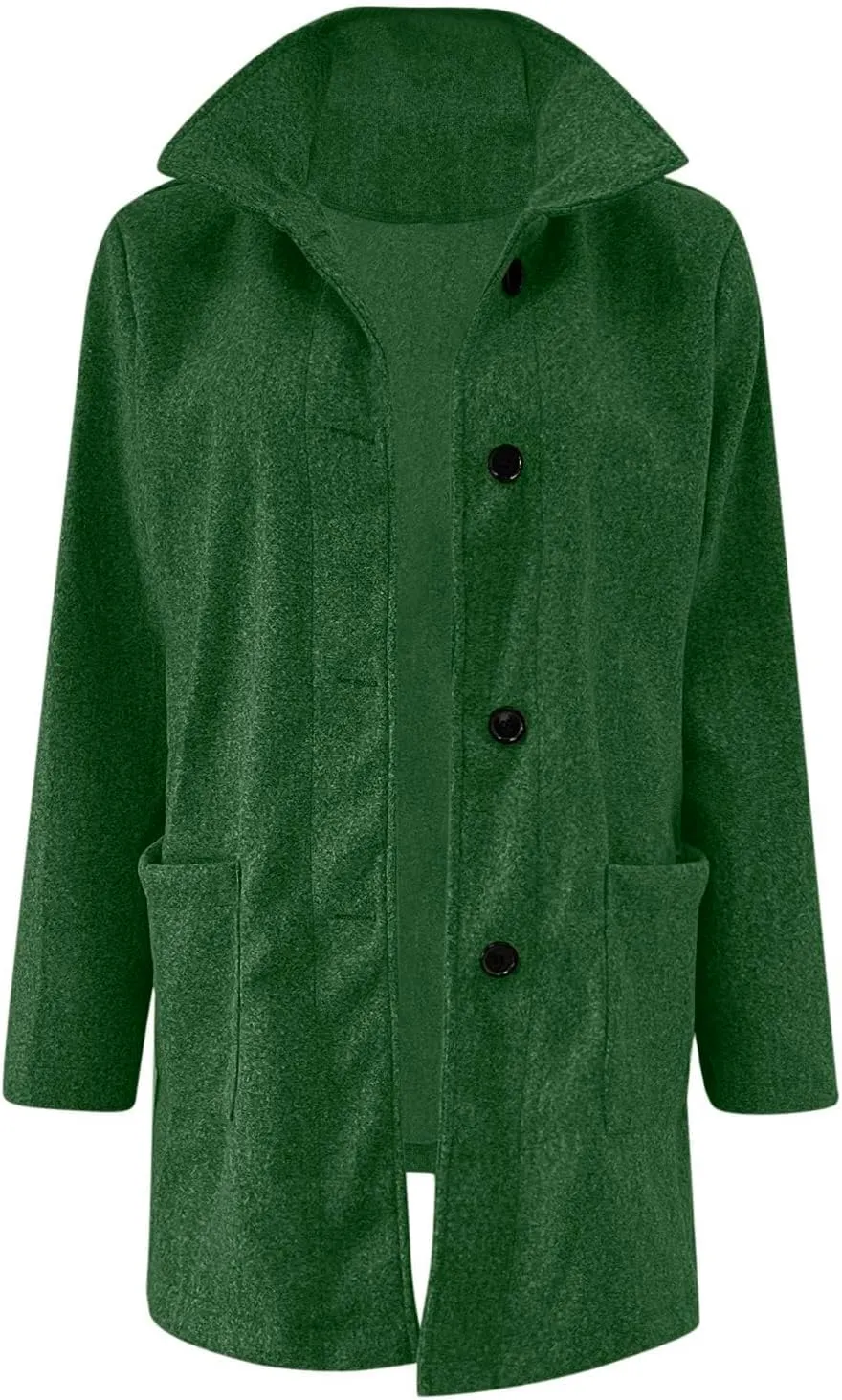 Kubbon Women's Winter Wool Blend Pea Coat Casual Single Breasted Stand Collar Trench Coat Thicken Warm Long Jacket Overcoat