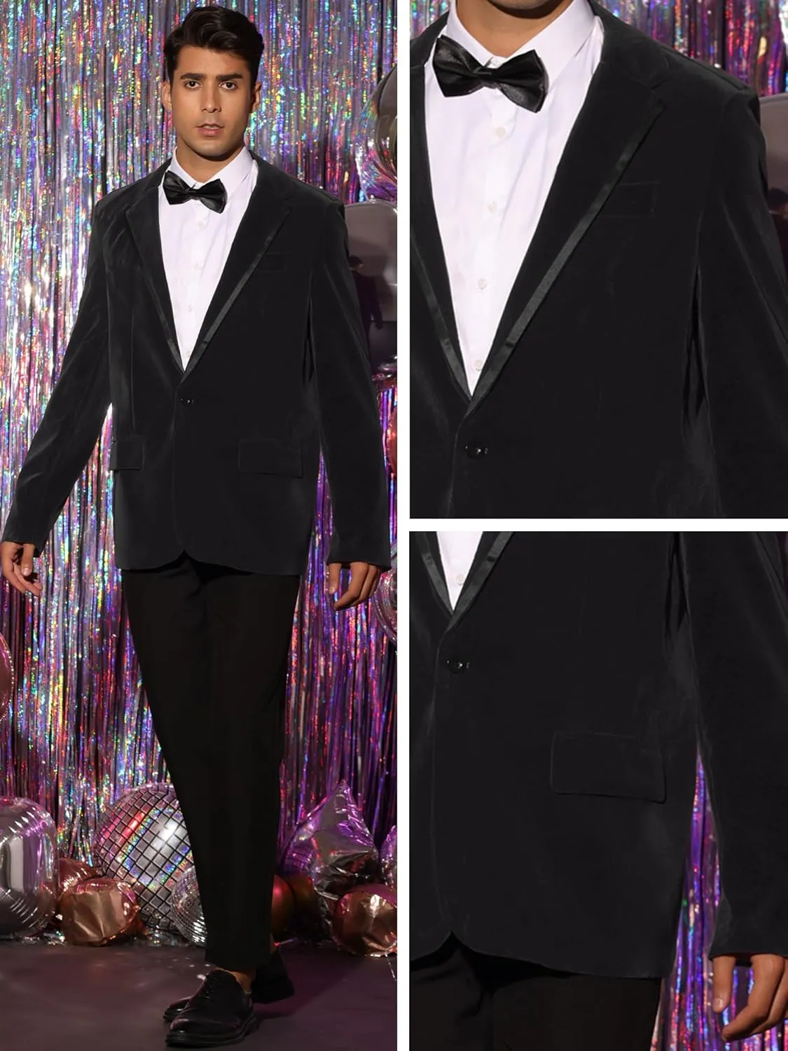 Lars Amadeus Velvet Blazer for Men's Slim Fit Single Breasted Notch Lapel Sports Coats