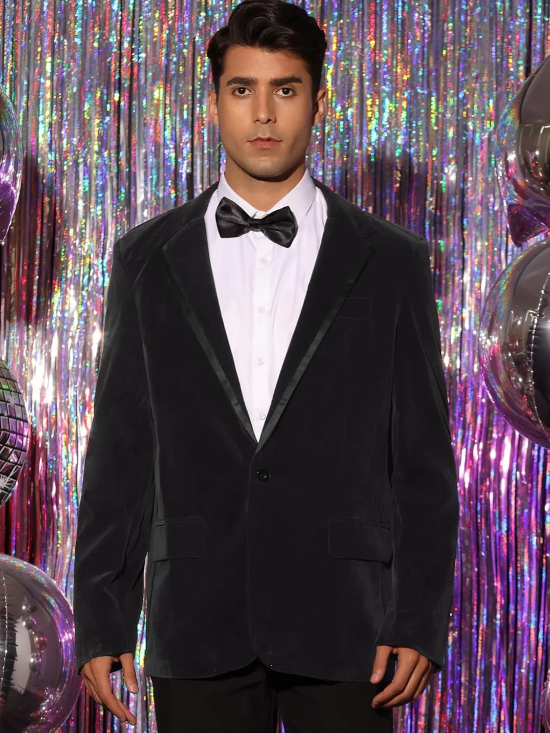 Lars Amadeus Velvet Blazer for Men's Slim Fit Single Breasted Notch Lapel Sports Coats