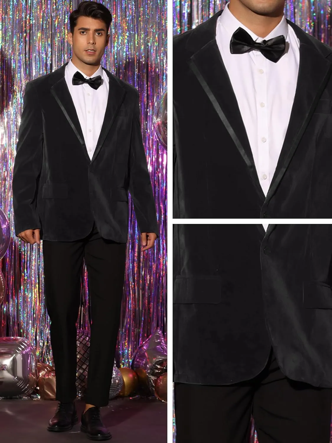 Lars Amadeus Velvet Blazer for Men's Slim Fit Single Breasted Notch Lapel Sports Coats