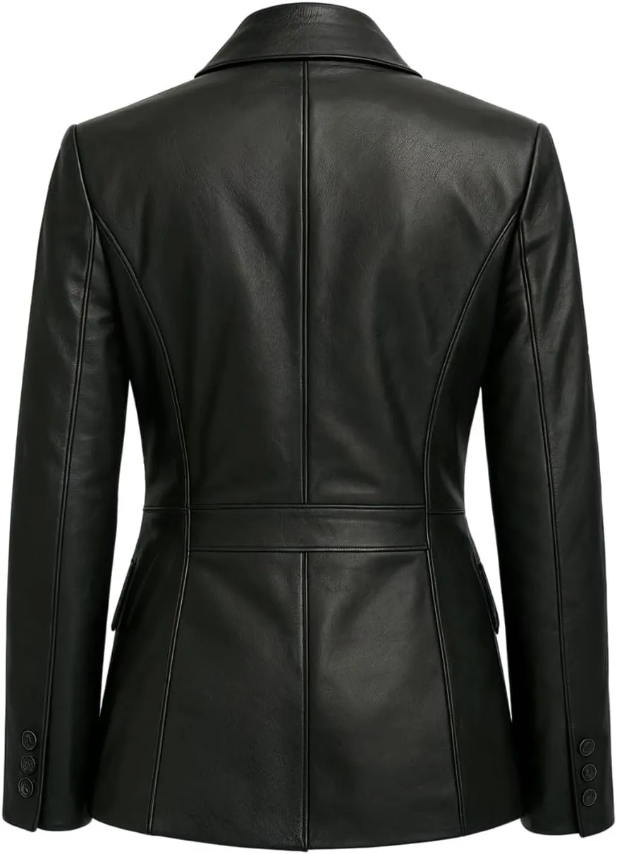 Leather Blazers for Women - Business Casual Coat - Real Lambskin Blazer Jackets for Women's