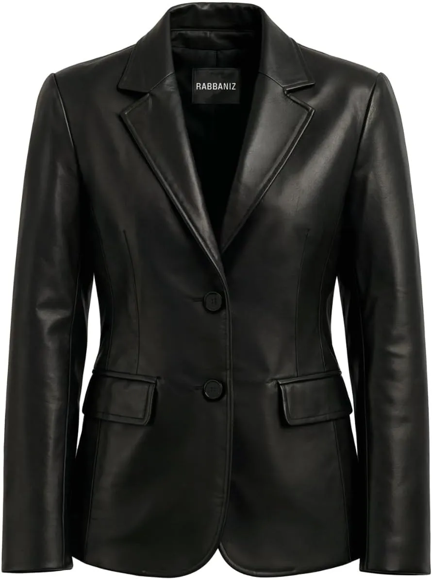 Leather Blazers for Women - Business Casual Coat - Real Lambskin Blazer Jackets for Women's