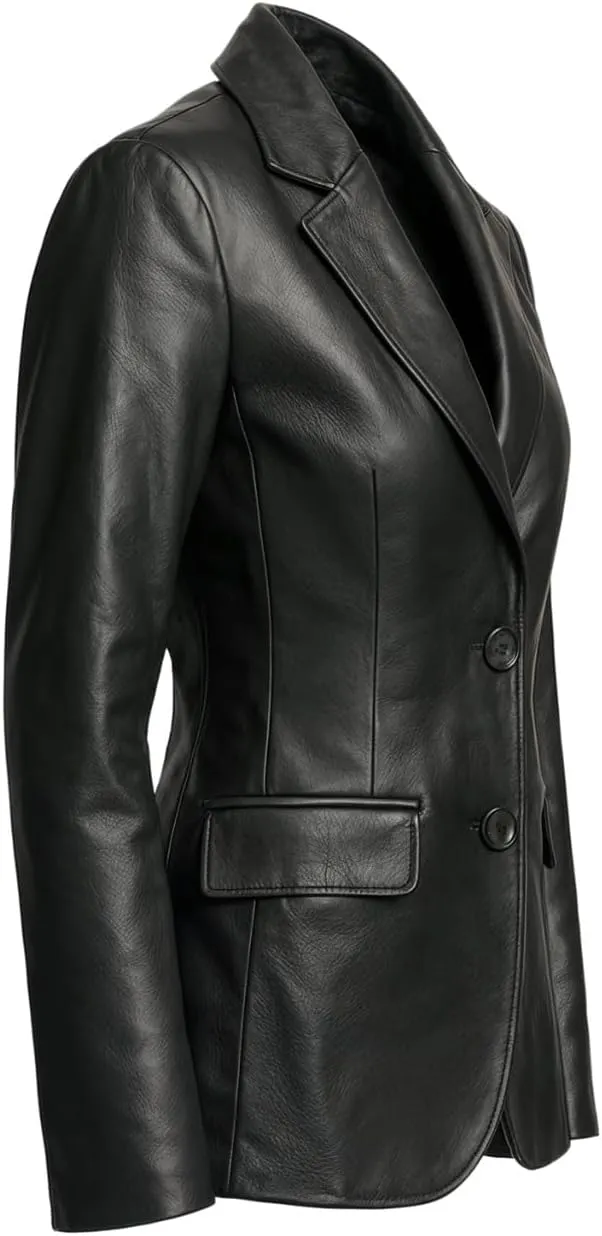 Leather Blazers for Women - Business Casual Coat - Real Lambskin Blazer Jackets for Women's
