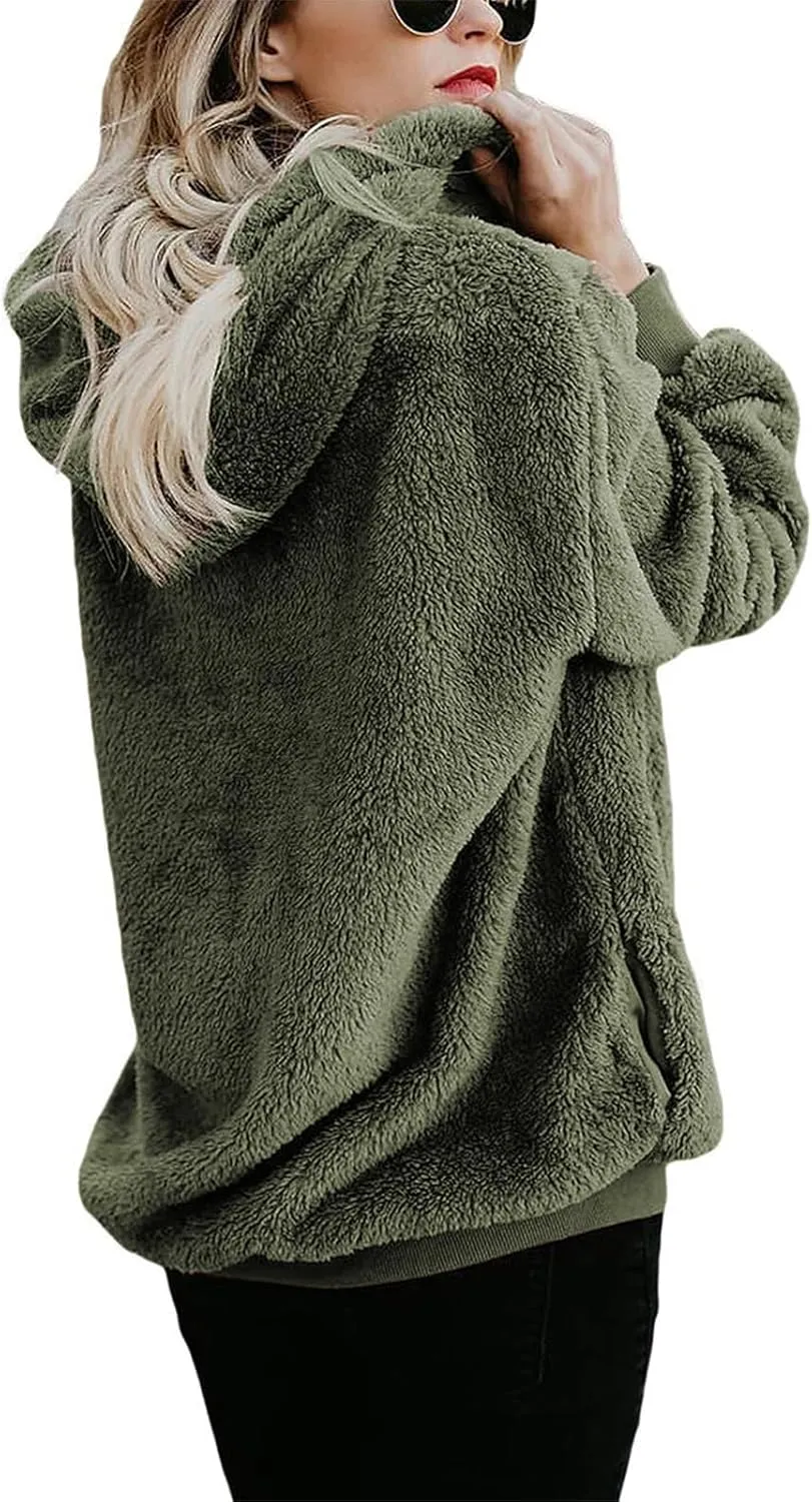 LOAIHA Western Fuzzy Fleece Hoodies for women Aztec Print Half Zip Sherpa Pullover Oversized Tribal Graphic Sweatshirts
