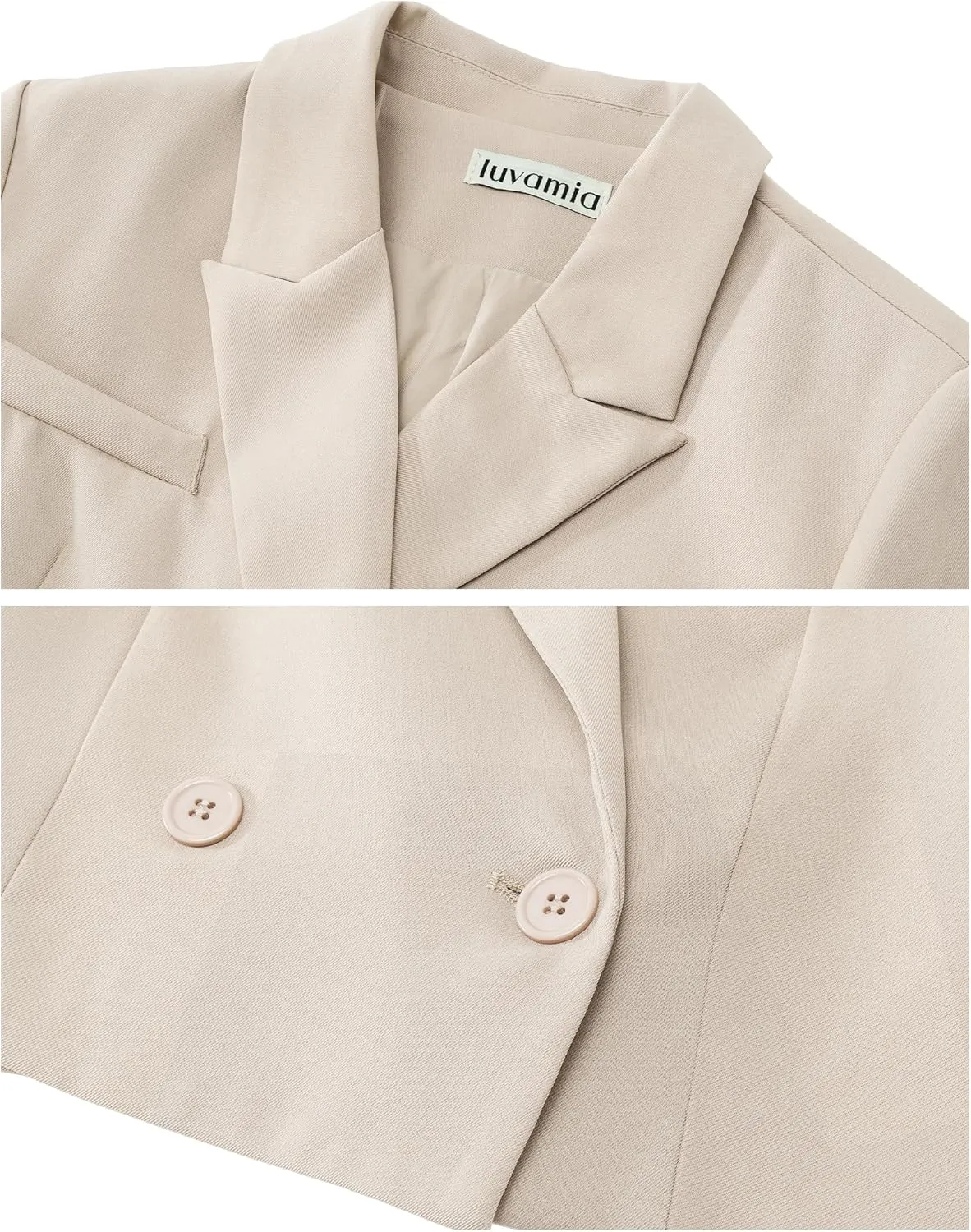 luvamia Cropped Blazers for Women Business Casual Open Front Long Sleeve Suit Jacket Trendy Oversized Work Office Blazer