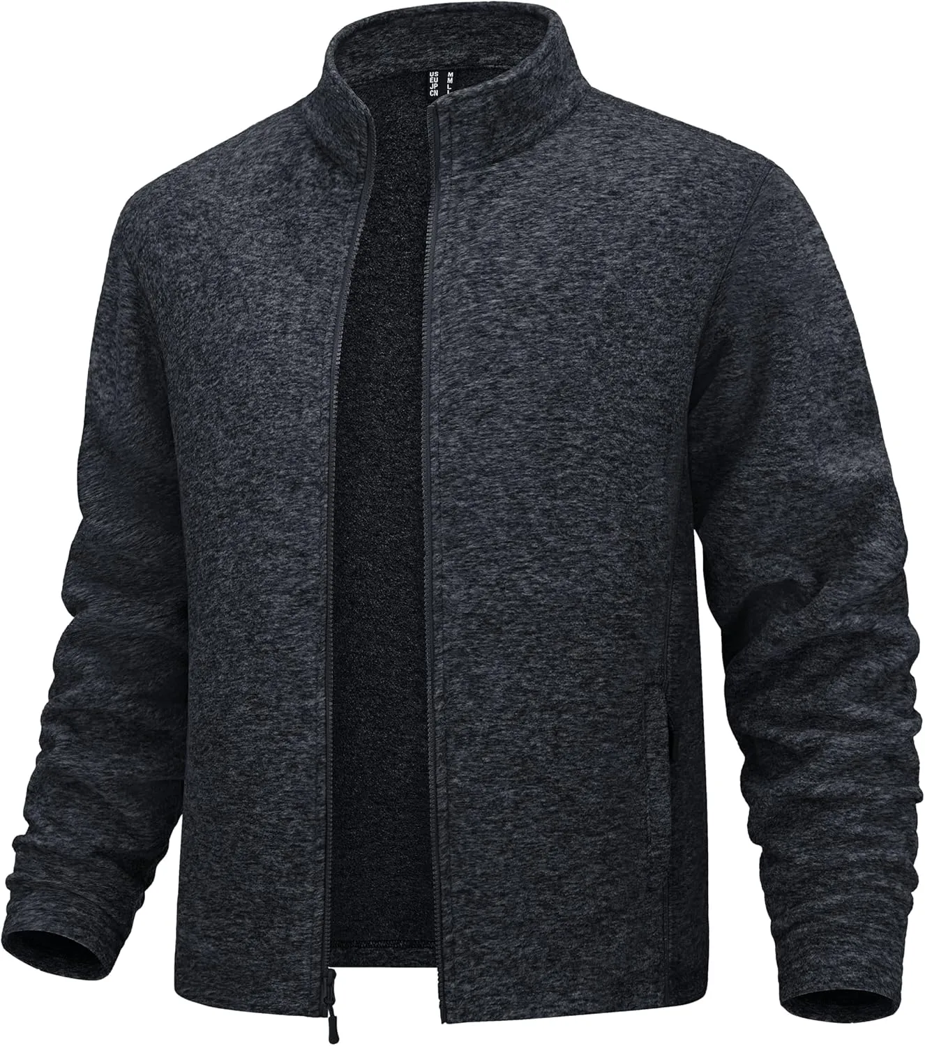 MAGCOMSEN Men's Fleece Full Zip Jacket Lightweight Stand Collar Jackets Soft Warm Windproof Casual Coats with Zipper Pockets