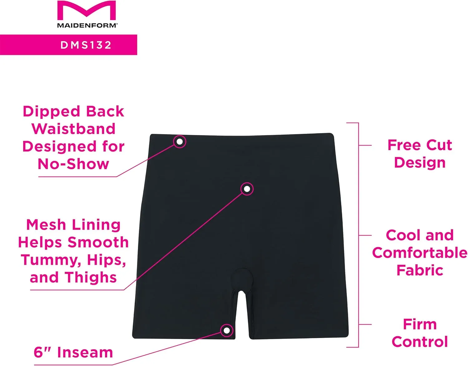 Maidenform womens Shaping Shorty, Firm Control Shaping Shorts, Moisture-wicking Shapewear