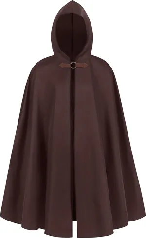 Maiyifu-GJ Men's Renaissance Hooded Cape Cloak Victorian Capelet Adult Halloween Cloak Cosplay Vintage Costume