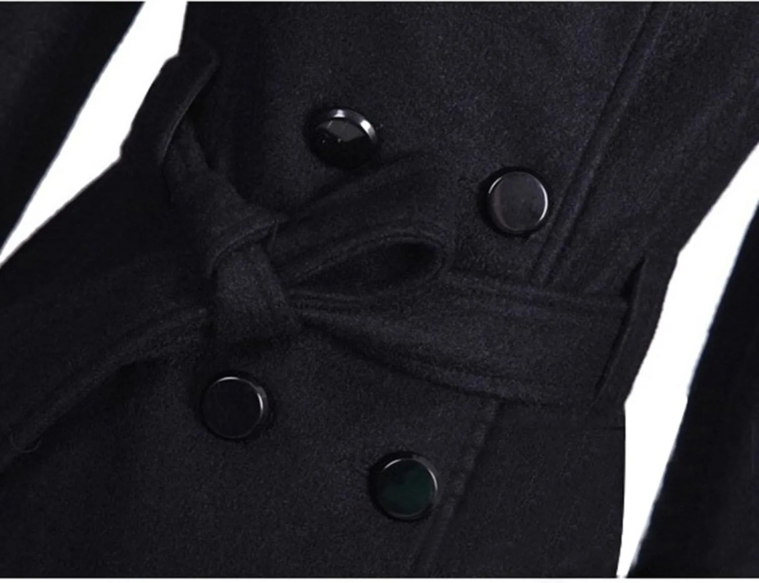 Maiyifu-GJ Women's Casual Windbreaker Overcoat Double Breasted Wool Blend Coat Classic Lapel Slim Trench Coat with Belts