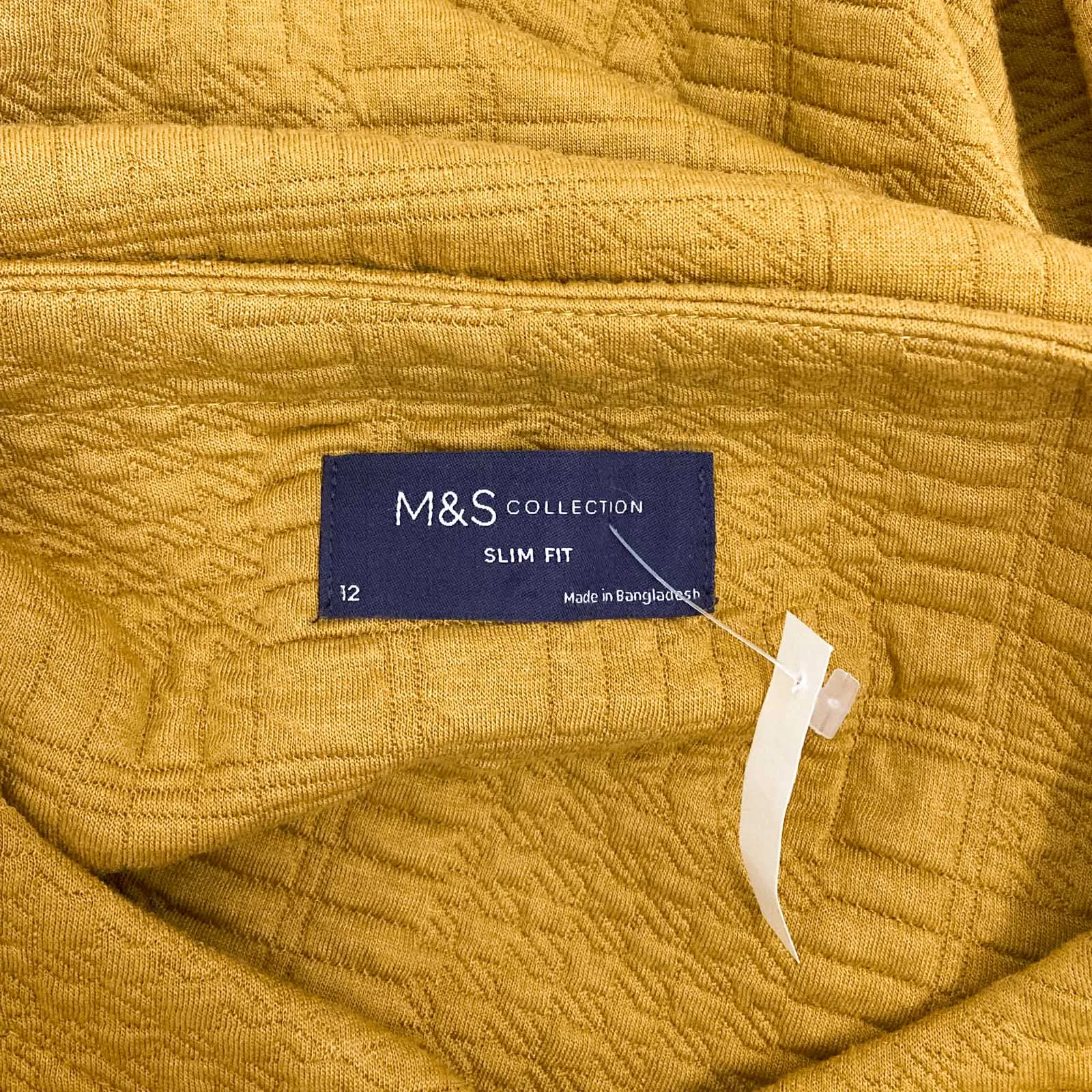 M&S Collection Jacket Size 12 Ochre Yellow Slim Fit Zip Jersey Unlined