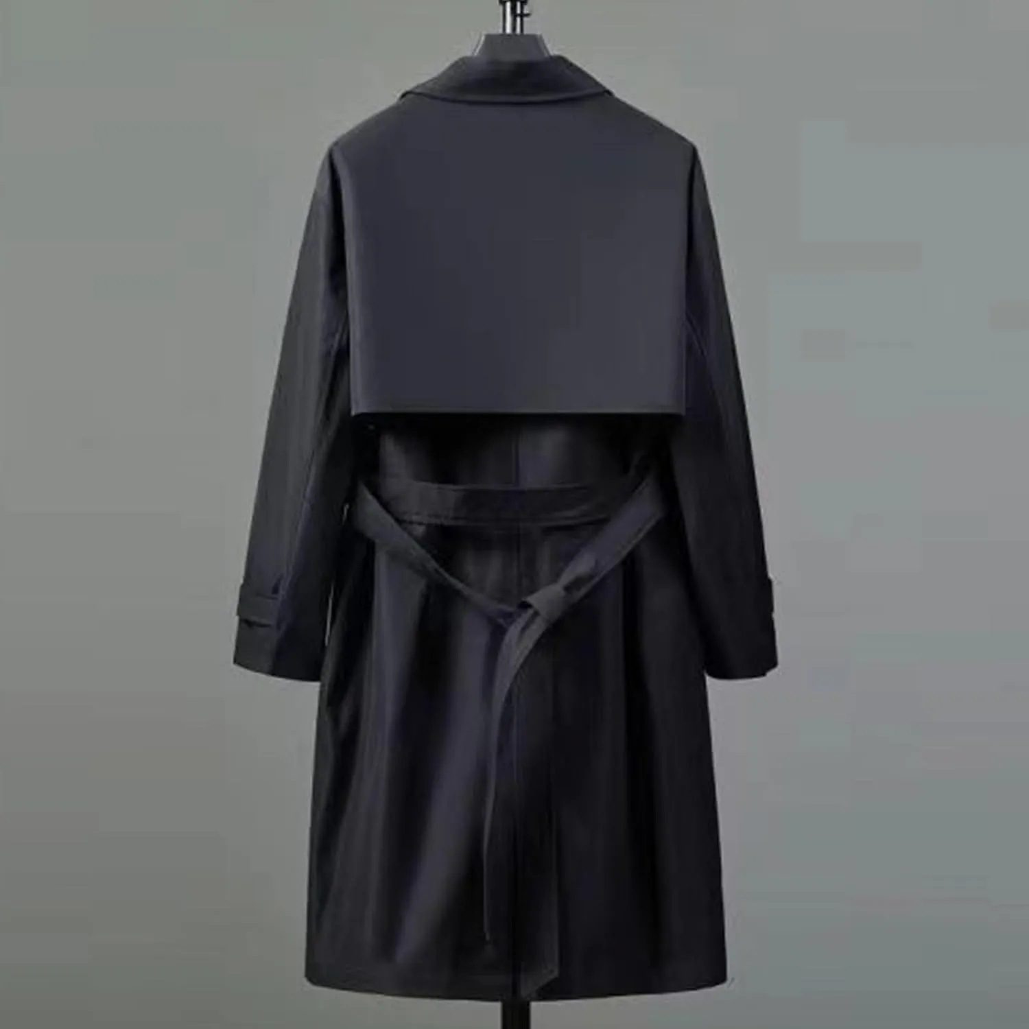 Man's Double Breasted Trench Coat Oversized Casual Windbreaker Casual Lapel Long Jacket Overcoat