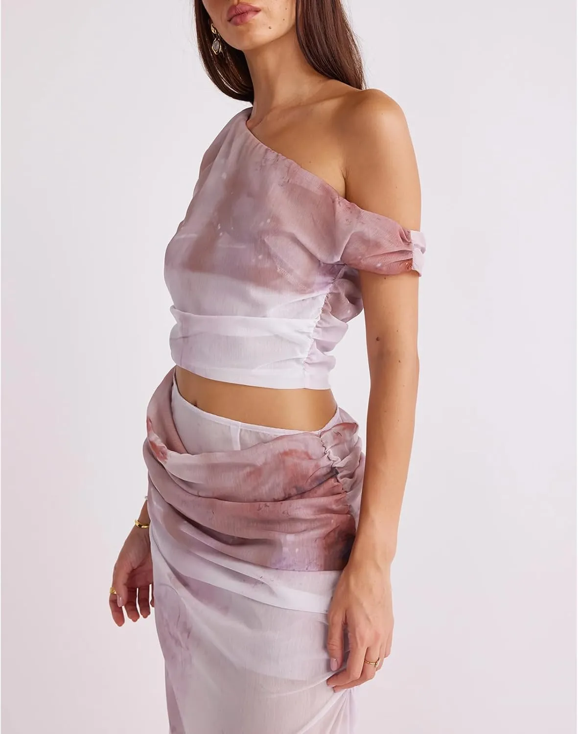Meiweileya Womens Y2k Ruffle Tank Top Maxi Skirt 2 Piece Sets Silk Floral Crop Sleeveless Dress Going Out Cocktail Club