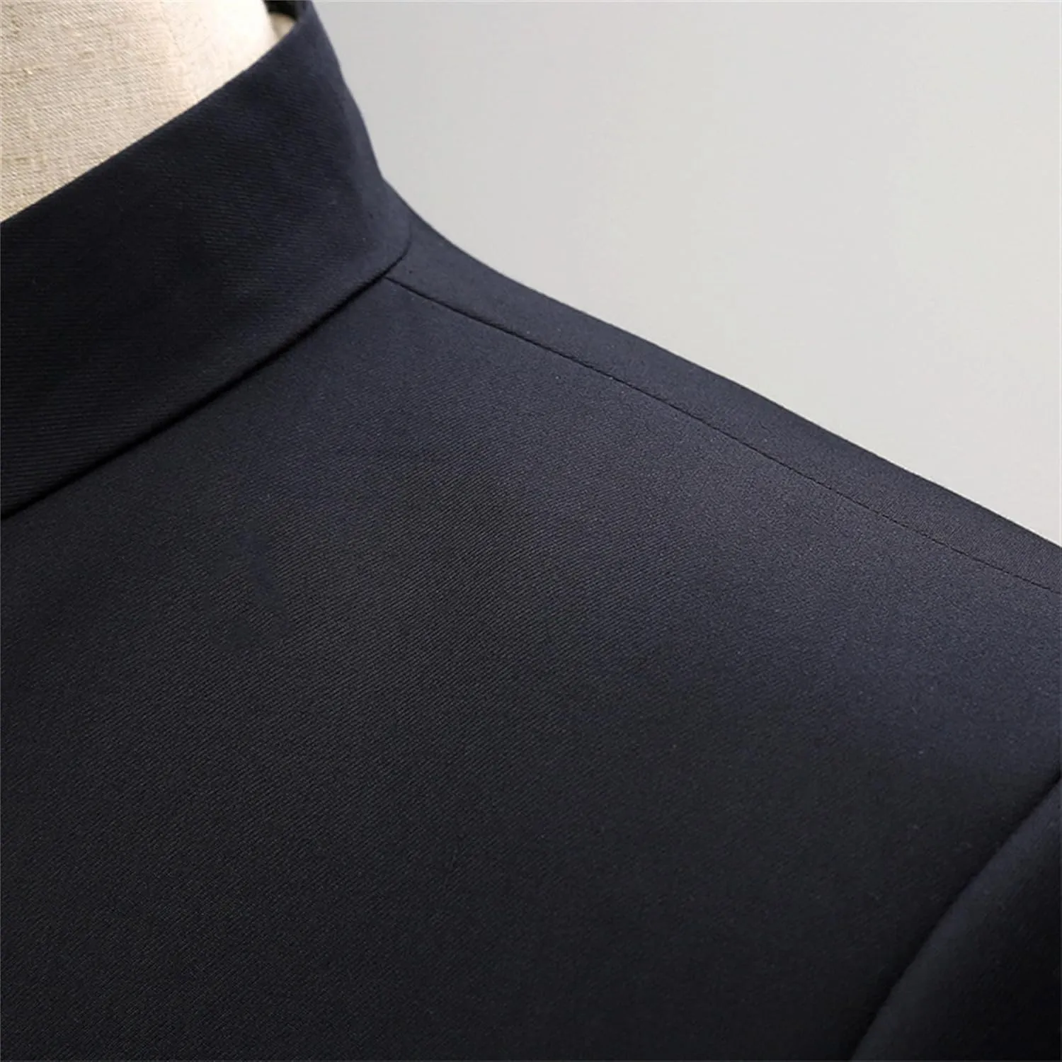 Men's 2 Pieces Chinese Tunic Suit Set Slim Fit Stand Collar Blazer Jacket Pants Suits Formal Wedding Dress